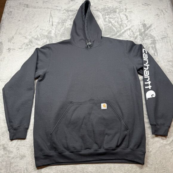 Carhartt Hoodie Men’s XLT Black Kangaroo Pocket Logo Tall Pullover - Picture 1 of 7